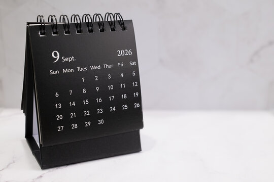 Monthly desktop calendar for the September 2026