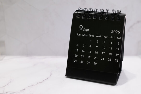 Monthly desktop calendar for the September 2026