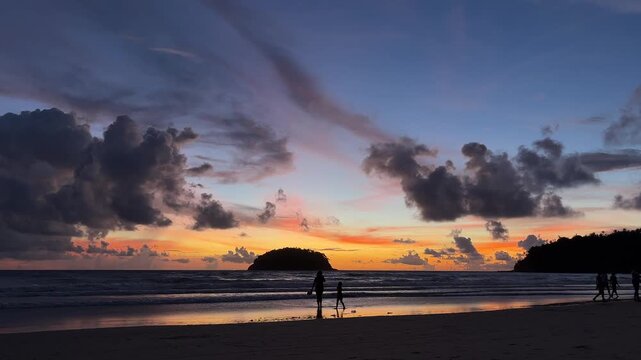Kata Beach Phuket Thailand Sunset Ko Pu island