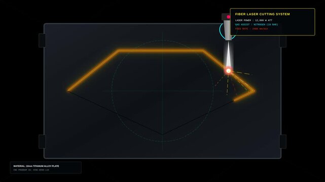 Industrial Fiber Laser Cutting Process Animation on Titanium Alloy Plate Material