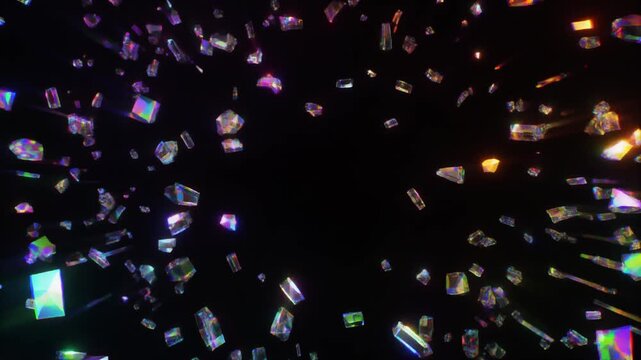 黒背景に広がる虹色プリズム衝撃波