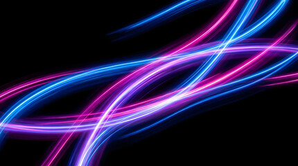 Fototapeta premium Blue purple neon light trail swirl overlay