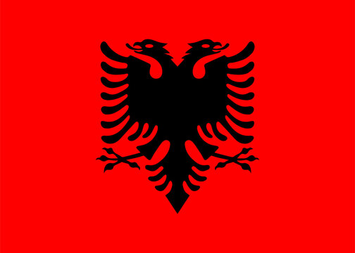 The Albanian flag in the correct proportions of 5 to 7