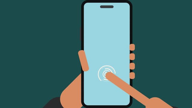 Biometric Fingerprint Scanning Loop Animation with Glowing Data Grid, Cyber Security and Identity Verification 4K Background