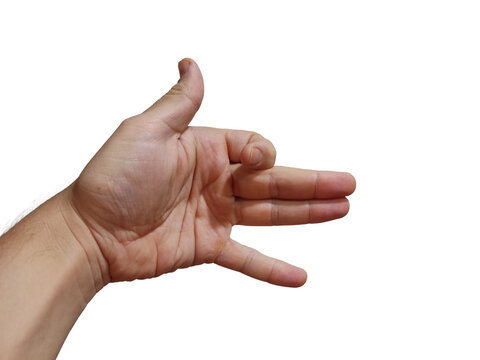 Human hand making finger gun gesture on transparent background for playful design and educational purposes