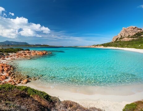 beautiful beach scene at lu impostu with crystal clear turquoise waters and white sandy beaches lu impostu sardinia