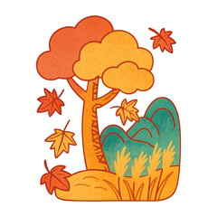 Fototapeta premium PNG Autumn tree leaves illustration