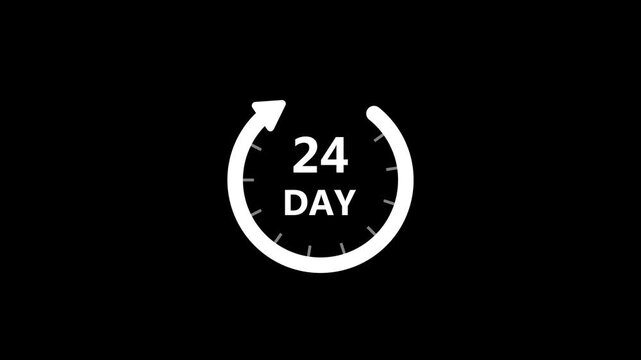 Rotating time cycle icons showing 3 15 and 24 day periods against black background