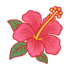 Fototapeta premium PNG Vibrant tropical hibiscus illustration.