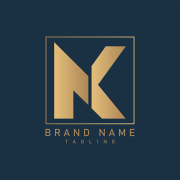 Luxury gold letter nk logo design template