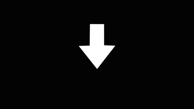White arrow pointing down animation. Download sign on green screen. Dow direction arrows symbol. arrow button icon or swipe-up arrow signal animation. download icon sign. .4k video Animation .