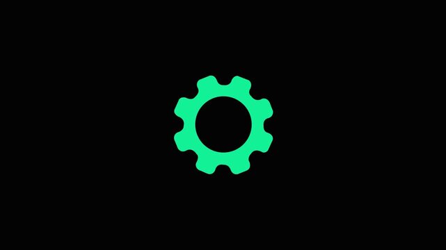 setting Icon vector illustration. Gear Sign icon or Cog settings sign for web and app. Simple black setting gear icon isolated on black background.4k video Animation .