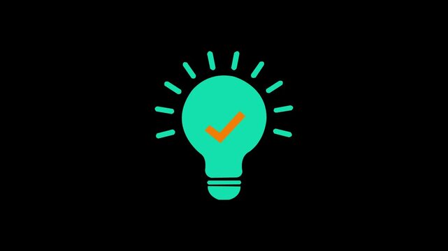 Every thing begins with Idea, Office Quotes Wall Branding, Wall Decal Sticker Vector Design. Idea Word With Light Bulb Concept On Black backgraund . 4k video animation .