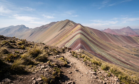 Hiking Trail Leading Toward Rainbow Mountain Peru Andes