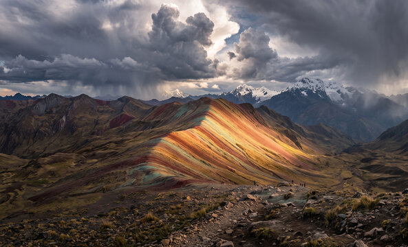 Dramatic Storm Clouds Over Rainbow Mountain in the Peruvian Andes