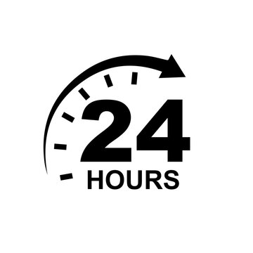 24 hours open service icon vector isolated on white background