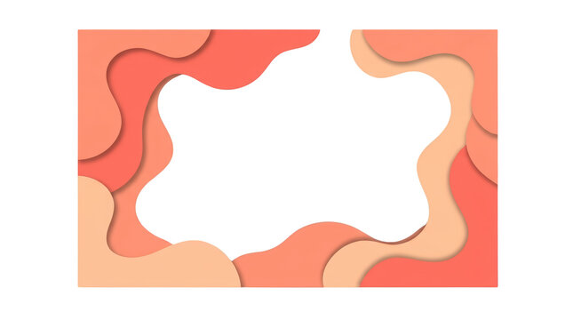 Abstract paper cut background with wavy layers in shades of orange isolated on transparent background