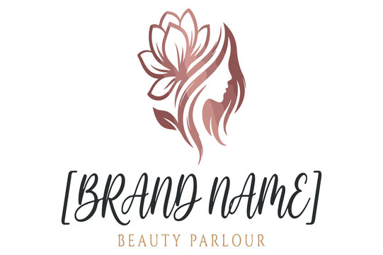 Minimalist pink and white floral logo design for beauty parlor branding with salon branding