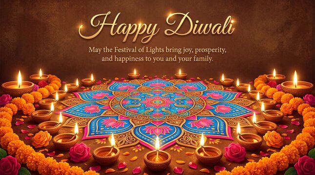 Elegant Happy Diwali festival background with colorful mandala decorations traditional Indian festive elements and luxury greeting design
