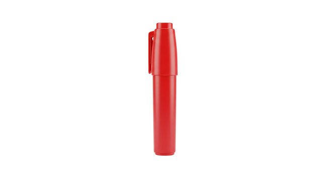 Red permanent felt tip marker pen with cap isolated on white background