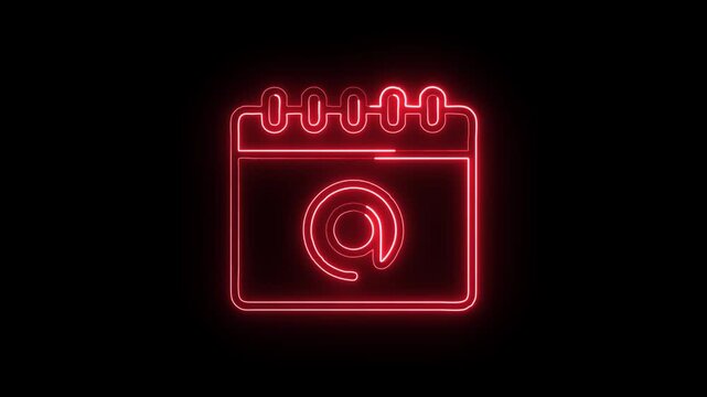Calendar Email Icon Animation with Glowing Lines on Black Background