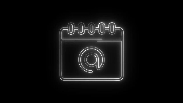 Calendar Email Icon Animation with Glowing Lines on Black Background