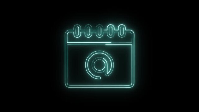 Calendar Email Icon Animation with Glowing Lines on Black Background