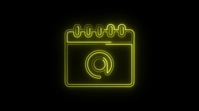 Calendar Email Icon Animation with Glowing Lines on Black Background