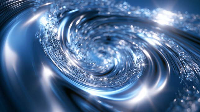 Abstract Blue Swirling Liquid Vortex Background
