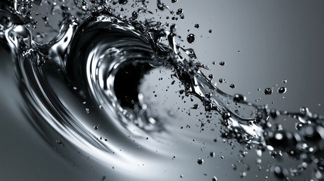 Liquid Metal Splash Creating Dynamic Wave Effect