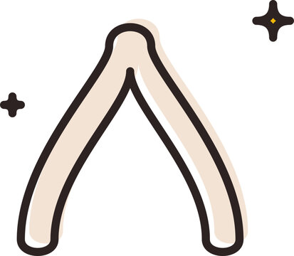 A minimalist thanksgiving wishbone icon with sparkling stars isolated on a clean white background design.