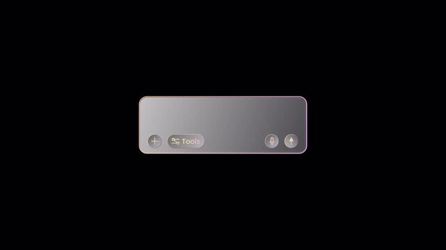 Gradient glowing AI search prompt bar on transparent background. Animated colorful user interface overlay element.