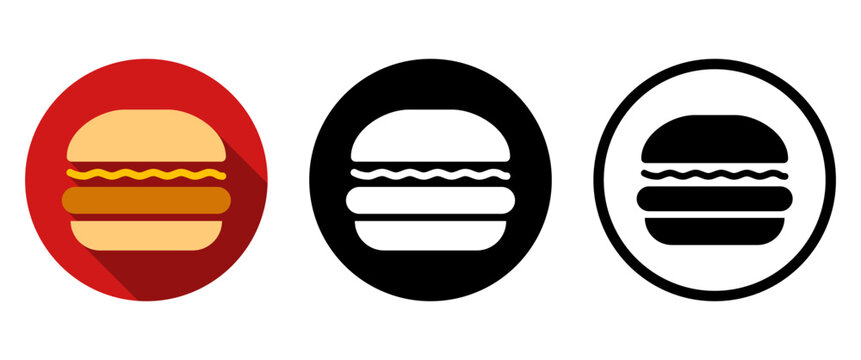 Hamburger Icon Set Fast Food Cheeseburger Delivery UI Badge