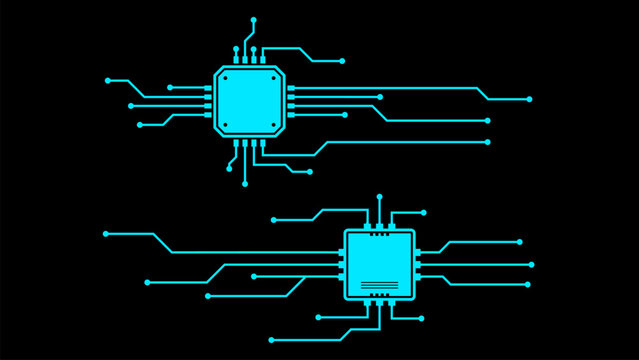 Cyber Microchip Circuit Board Technology AI Processor Design