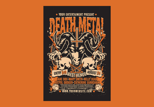 Death Metal Satanic Music Poster Flyer