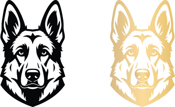 German shepherd dog head silhouette logo vector illustration with canine portrai