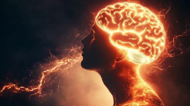 A creative display highlights the human brain with glowing elements, illustrating neural connections and cognitive functions