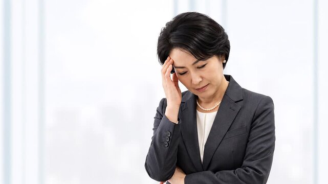 Businesswoman looking worried and touching her forehead【Generative AI】
