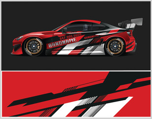 Naklejka premium Dynamic Red Racing Car Wrap Design