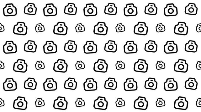 Seamless Pattern Background Featuring Minimalist Camera Icon Illustrations 4k Motion Loop