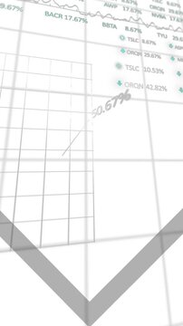 Animation of financial data processing over white background