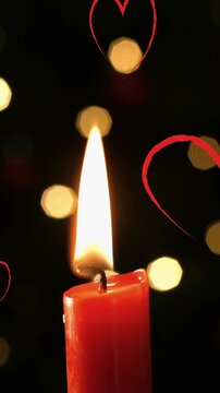 Animation of hearts over spots and candle