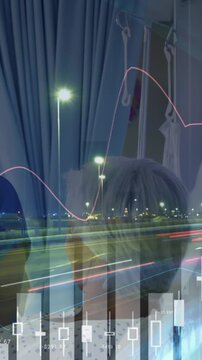 Animation of data processing over female doctor talking with patient