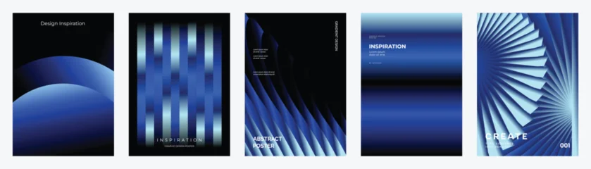 Fototapete Sportgeschäft Abstract gradient poster templates set. Vector blue geometric covers with blurred light effects, modern grid layouts and futuristic shapes for flyer, brochure and presentation design.  © TWINS DESIGN STUDIO