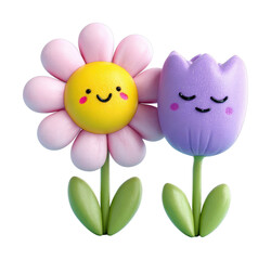 Fototapeta premium PNG Cute smiling flower friends