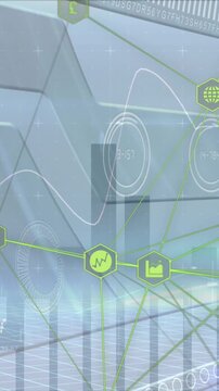 Animation of network of connections with icons over window