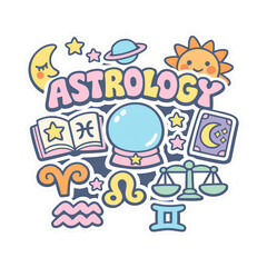 Fototapeta premium PNG Colorful astrology symbols collection.