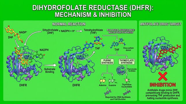 Dihydrofolate Reductase DHFR Enzyme Mechanism and Inhibition Scientific Diagram