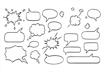 Comic speech bubble set hand drawn speech balloons thought dialog clouds vector illustration © Sooedertas Images