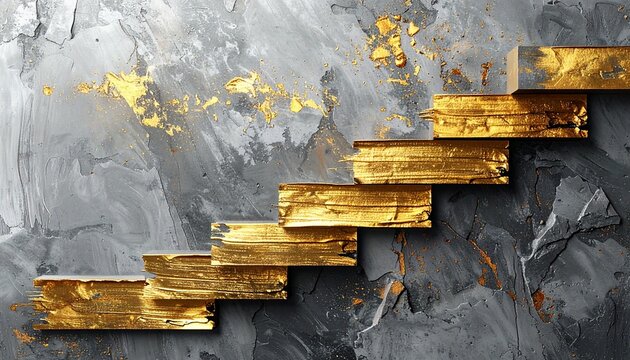 金の階段状ストローク和風背景